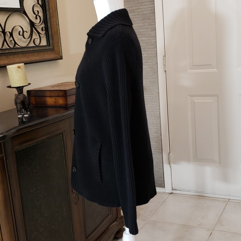 Express Cableknit Button Sweater Black Medium - image 3